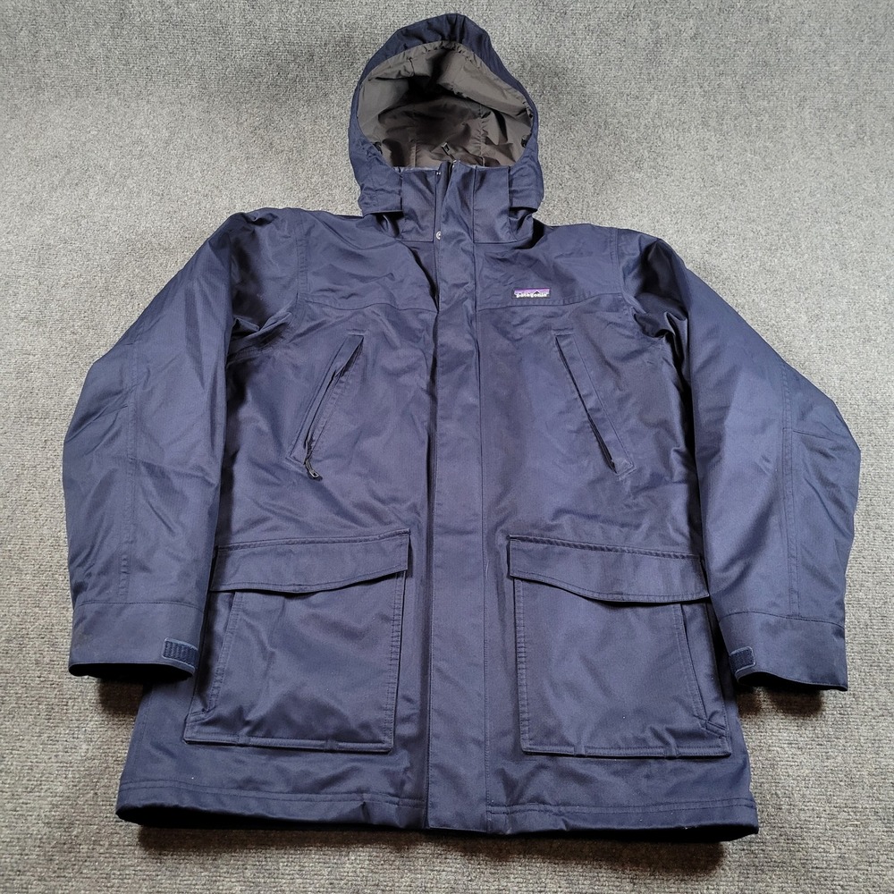 Patagonia H2No Insulated Parka Men M Navy Blue Hooded Waterproof Jacket